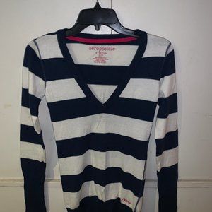 Aeropostale Cotton Stretch Navy & White Sweater
